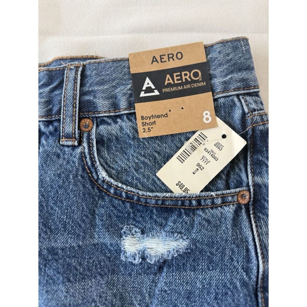 Aeropostale Aero Boyfriend Denim Short 2.5" Inseam NWT SZ 8 Button Fly Raw Hem - Picture 3 of 11